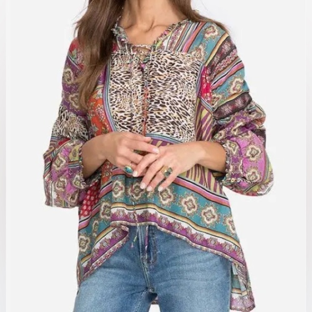 Johnny Was Patch Finn silk blouse NWT